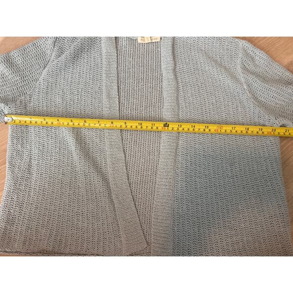 Eileen Fisher Blue Linen Silk Open Front 3/4 Sleeve Cardigan Size Small Pockets - Picture 4 of 6